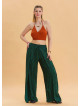 Green Ethnic Trousers with Elastic Waist and Tie Detail 4471